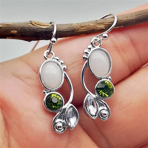 Vintage Moonstone with Crystal Earrings – Claire Jewelry