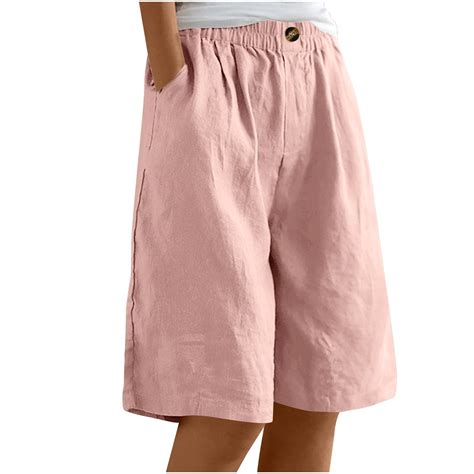 Crgrtght Long Shorts for Women Womens Wide Leg Cotton Linen Bermuda ...