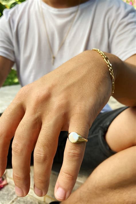 14k Solid Gold Signet Pinky Ring for Men - Engravable - Etsy