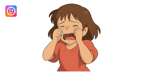 ghibli style girl crying image | AI Emoji Generator