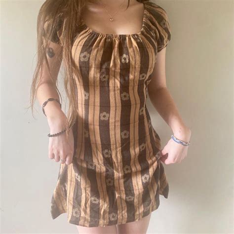 Afends Yellow/brown flower dress 🌼 Size AU... - Depop