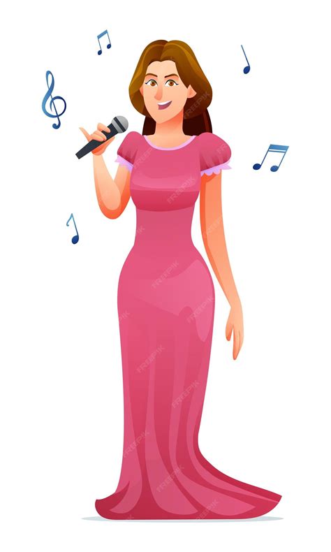Premium Vector | Woman singer cartoon character illustration