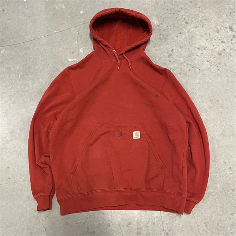 Carhartt Men's Red Hoodie | Depop