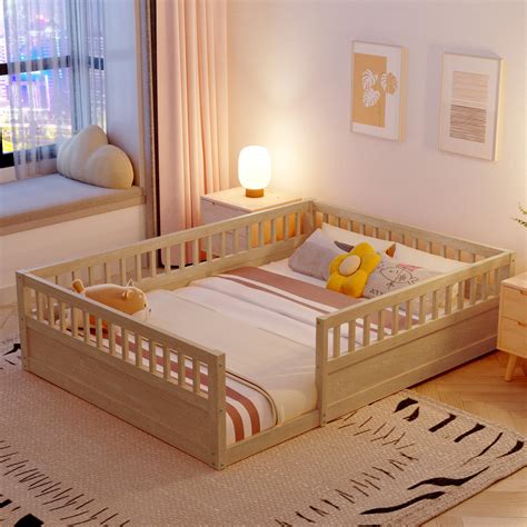 Amazon.com: DNYN Full Size Floor Bed for Kids Bedroom,Solid Wood ...