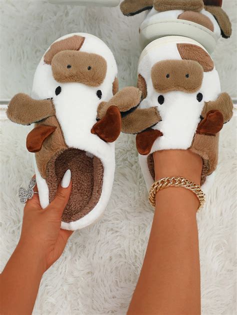 Cow Design Fluffy Novelty Slippers | Cow slippers, Fun slippers, Cute ...