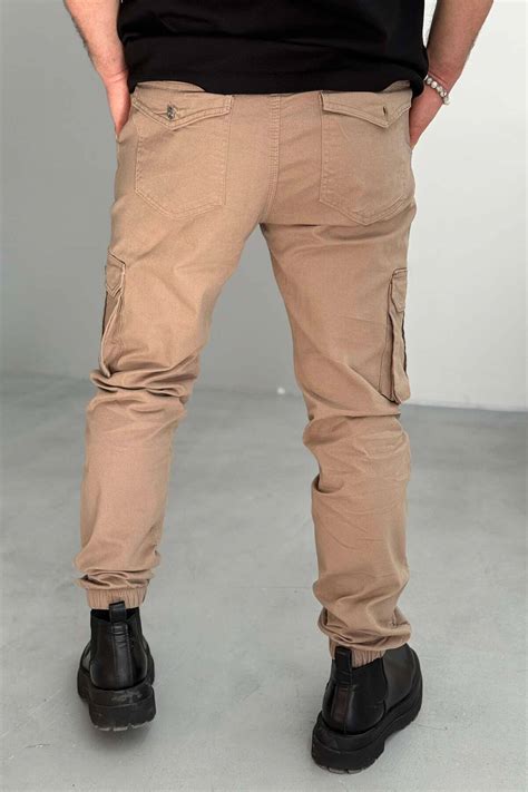 ONE COLOR SIMPLE CARGO MEN PANTS BEIGE/BEZHE PANTS KLAUDIO FASHION BGS-1566