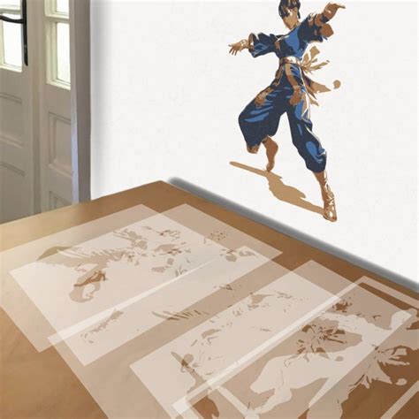 Chun Li stencil in 5 layers.