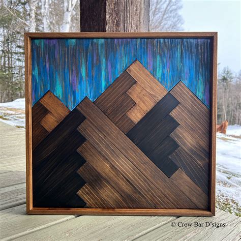 Mountain Wall Art. Wood Wall Art. Rustic Wall Decor. Mountain Landscape ...