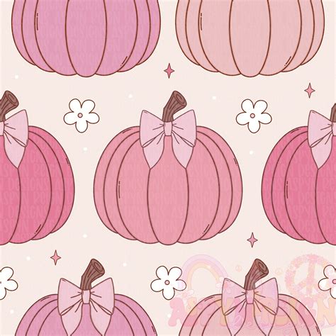 Pink Pumpkins with Bows | Fall Seamless Files | Autumn Seamless File ...