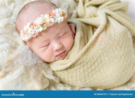 Little Baby Girl Smiling in Her Sleep Stock Photo - Image of adorable ...