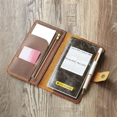 Personalized Leather Day-timer Planner Cover, Pocket Size, Fits 3 1/2 ...