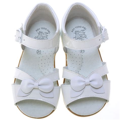 Girls White Sandals In Patent Leather | Cachet Kids