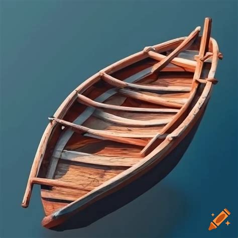 Wooden boat on the water on Craiyon