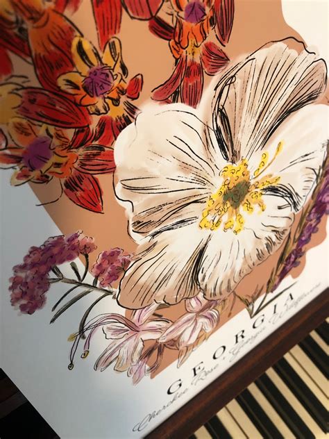 Georgia Art Print Georgia State Flower Cherokee Rose Georgia | Etsy