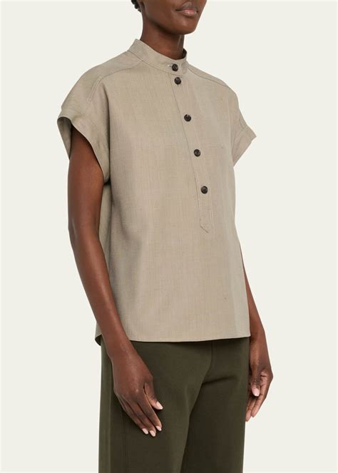 Loro Piana Elody Cap-Sleeve Silk-Wool Shirt - Bergdorf Goodman