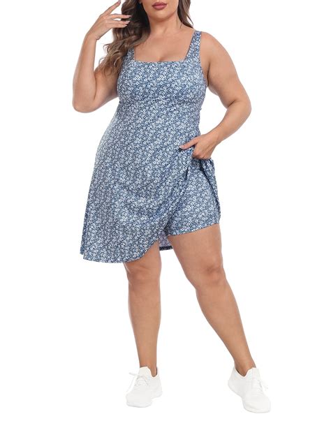 HDE Womens Plus Size Tennis Athletic Workout Dress with Built-in Shorts ...