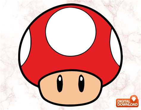 Super Mario Mushroom Red SVG DXF PNG Digital Instant Download - Etsy Canada