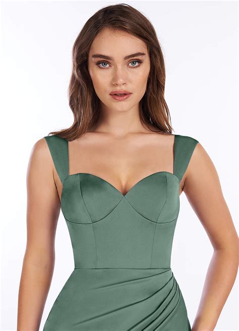 Eucalyptus Azazie Mila Stretch Satin Dress Bridesmaid Dresses | Azazie