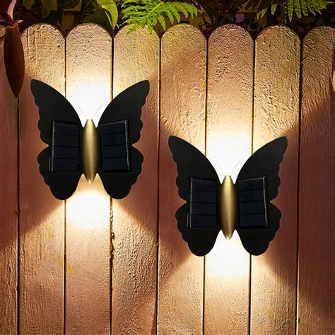 VBXOAE Solar Powered Butterfly Shape Wall Lights for Outdoor Pathways ...