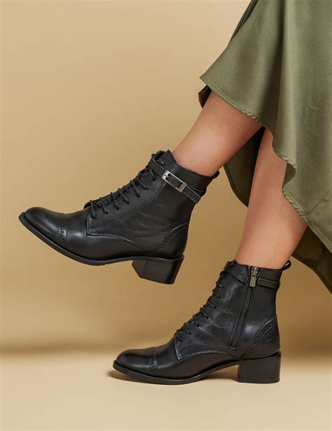 Leather Lace Up Block Heel Ankle Boots | Jones Bootmaker | M&S