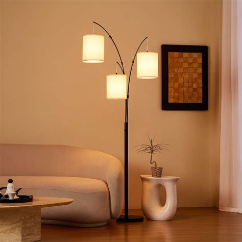 Bestco 80" Contemporary Arc Floor Lamp with 3 Adjustable Hanging Fabric ...