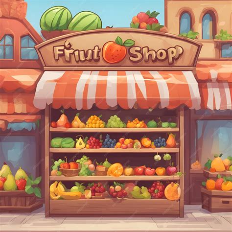 Premium AI Image | Fruit shop Cartoon illustration of fruit shop Vector ...