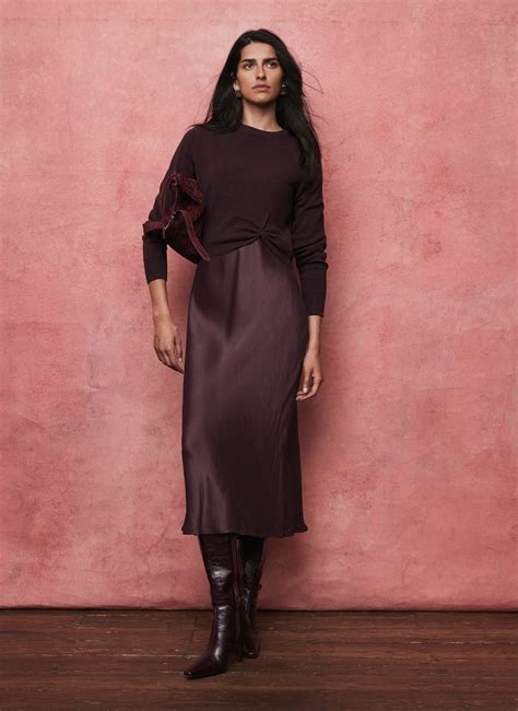 Burgundy Jumper Layered Slip Dress - Mint Velvet