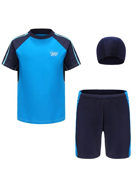Alvivi Boys 3 Pieces Rash Guard Set Swim T Shirts with Trunks Swimming ...