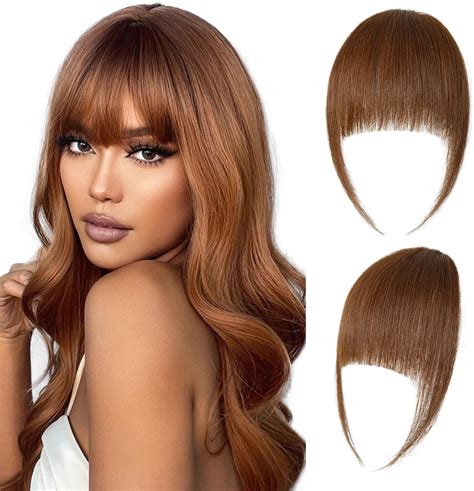 Amazon.com : LEEONS Clip in Hair Bangs 100% Real Human Hair Bangs Wispy ...
