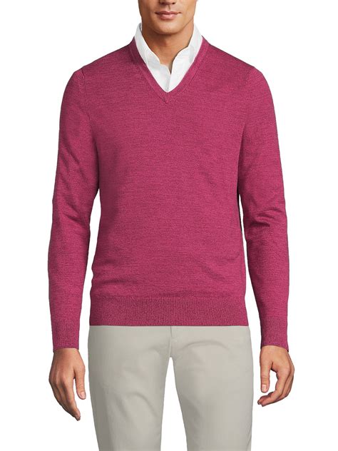 Lands' End Men's Classic Fit Fine Gauge Supima Cotton V-neck Sweater ...