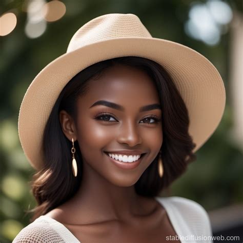 Beautiful Dark-Skinned Woman in Hat | Stable Diffusion Online