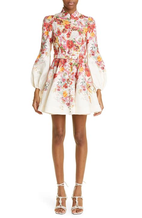 Zimmermann Wonderland Floral Long Sleeve Linen Dress | Lyst