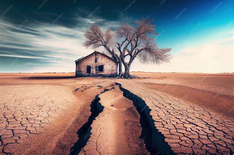 Premium Photo | Desolate Farm A Haunting View of Dried Agricultural ...