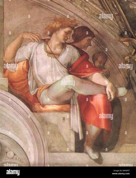 . Sistine Chapel, fresco Michelangelo, one of Ancestors of Christ ...