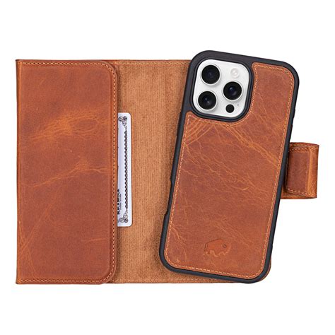 Tudor Tri-Fold Leather Wallet Case for iPhone 16 Pro Max – Golden Brown ...