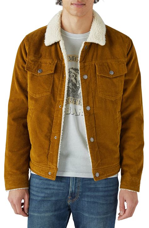 Lucky Brand Faux Shearling Lined Corduroy Trucker Jacket in Natural for ...