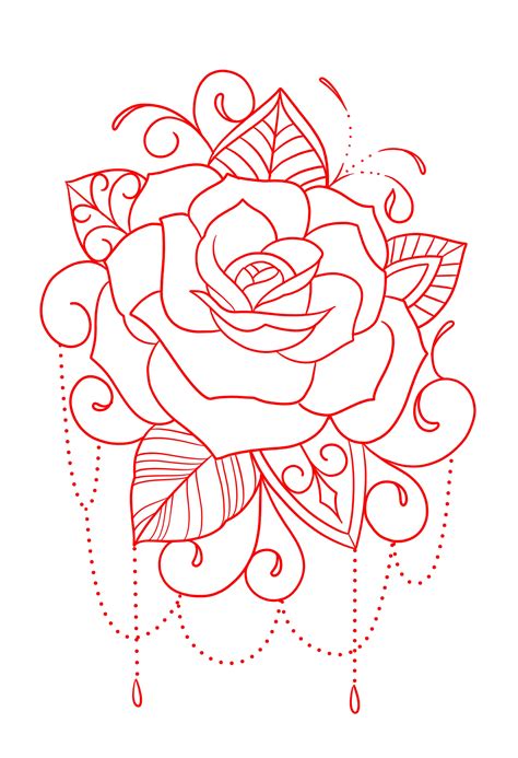 Outline Rose Sleeve Tattoo Stencil - Goimages U