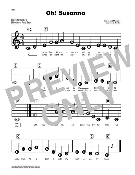 Oh! Susanna by Stephen C. Foster Sheet Music for E-Z Play Today at ...