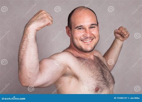 Closeup of Happy Naked Man Showing His Strong Arms Stock Image - Image ...