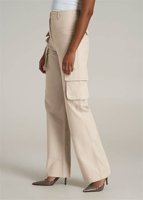High-Waist Flat Front Cargo Pants for Tall Women | American Tall