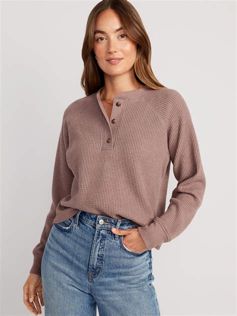 Plush Waffle-Knit Henley Top | Old Navy