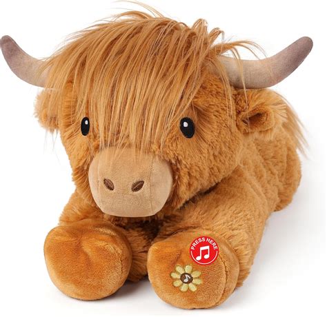 Amazon.com: Highland Cow Stuffed Animals with Mooing Sound, Adorable ...