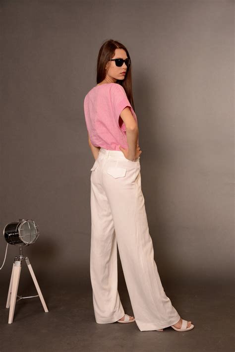 Linen Palazzo Pants White Pants Summer Pants Wide Leg | Etsy