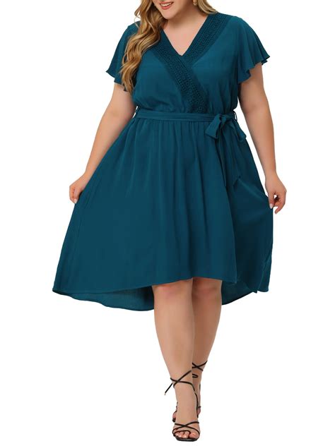 Agnes Orinda Women's Plus Size Summer Dress Boho V Neck Short Sleeve ...