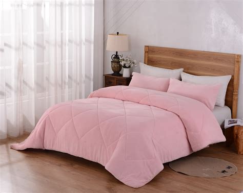 Mainstays Solid Plush Microfiber Pink 2-Piece Comforter Set, Twin/Twin ...