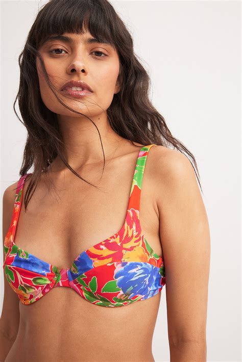 Wide Strap Wire Bikini Bra Flower | NA-KD