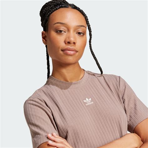adidas Essentials Wide Rib Tee - Brown | adidas Australia
