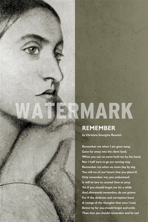 Christina Georgina Rossetti Poem - Remember - Poster Original Art Print ...