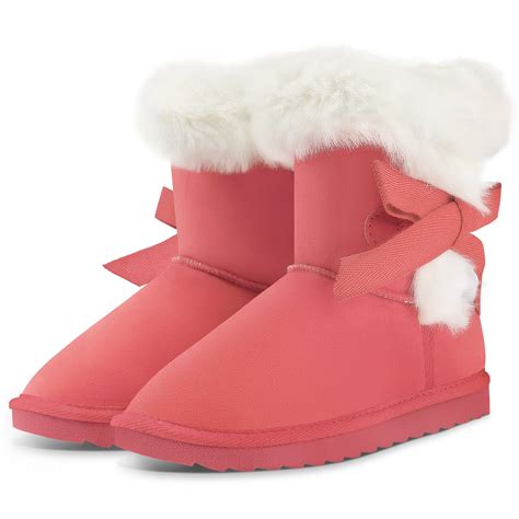 Kushyshoo Girls Kids Snow Boots for Warmth Bright Pink Non-Slip Outdoor ...