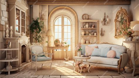 French Cottage Interior with Soft Decorations | Premium AI-generated image